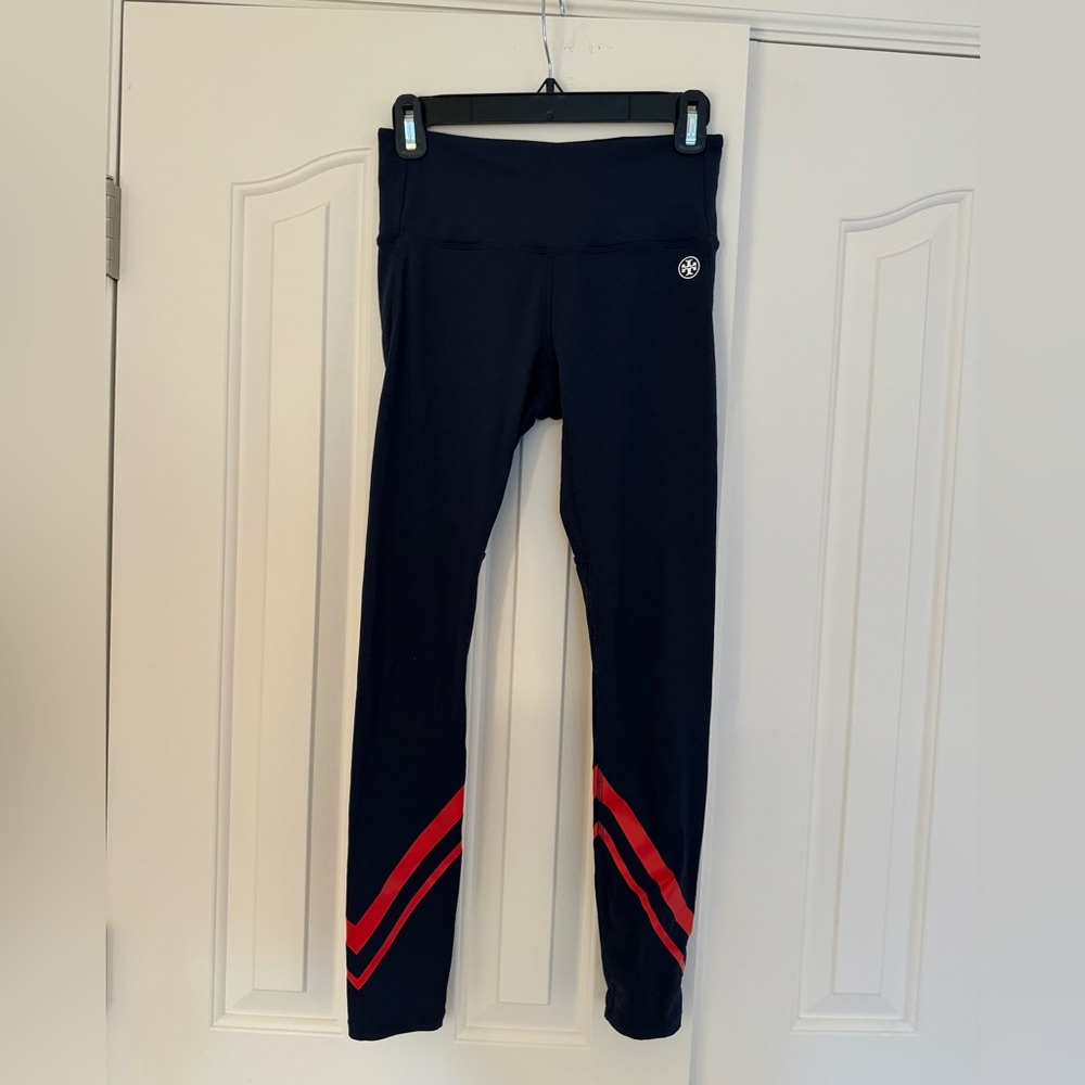 Tory Sport navy legging with red chevron size S